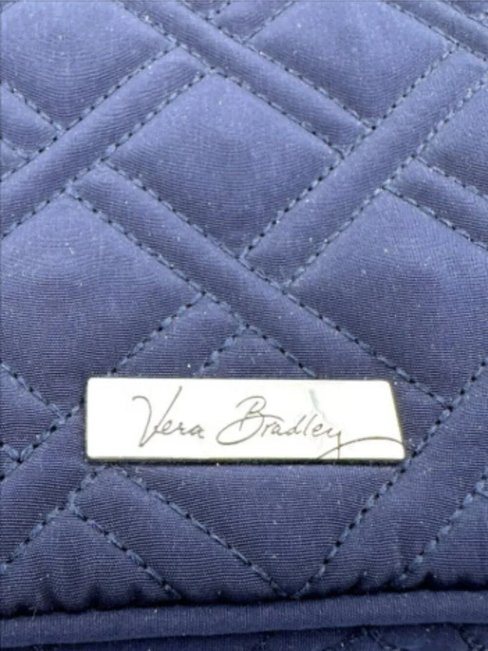 Vera Bradley Navy Quilted Cosmetic Bag Makeup Pouch Toiletry Organizer Zip